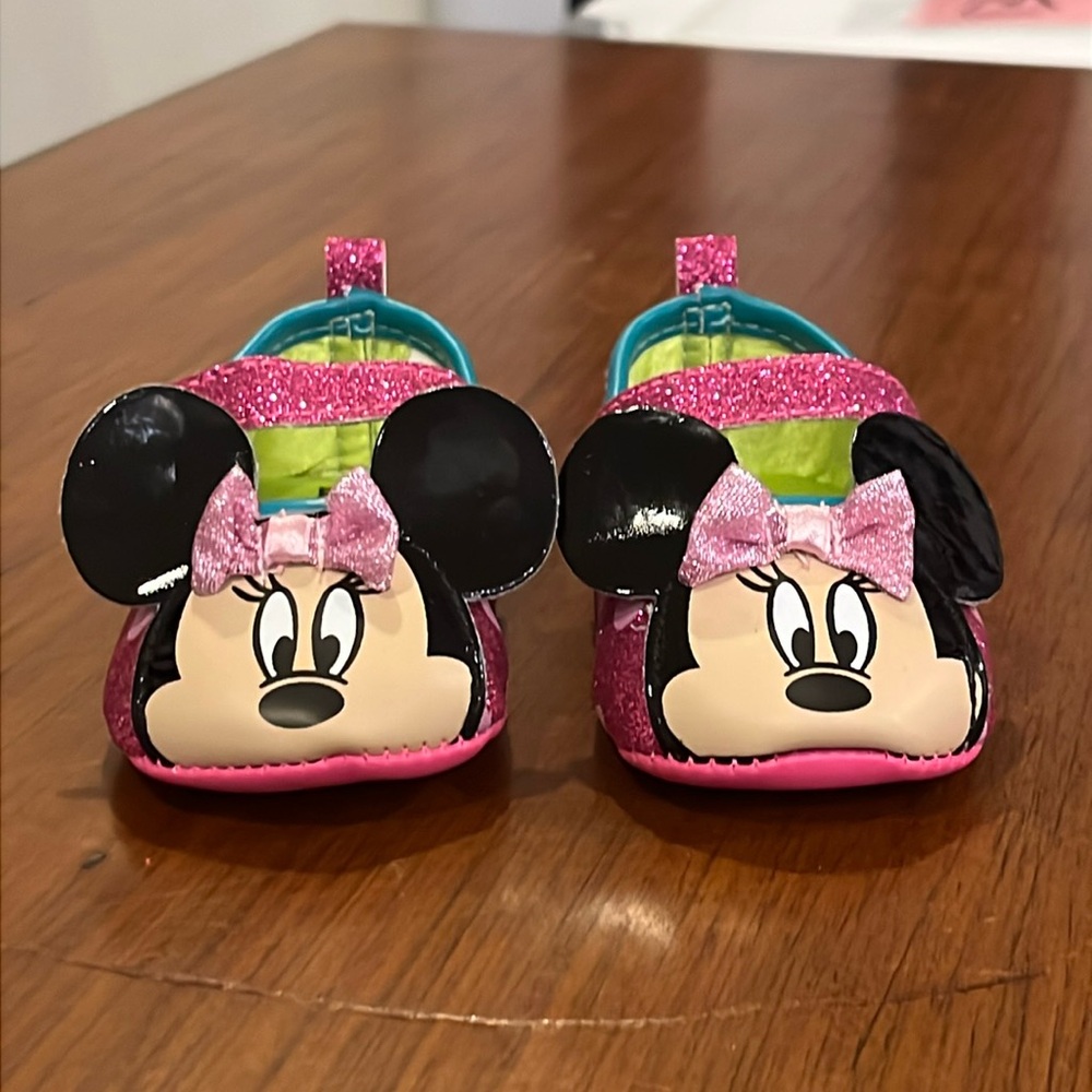 Minnie Mouse Disney Maryjane Crib Shoes Infant Baby Girl 6-9 Months mo pink new